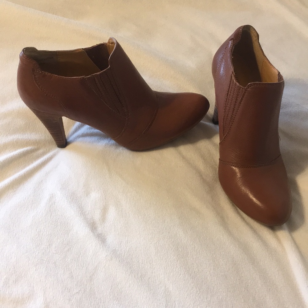 Cognac Audrey Brooke booties. Worn once